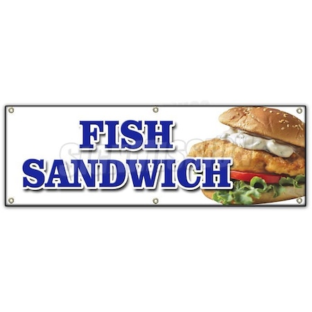Signmission FISH SANDWICH BANNER SIGN haddock cod fresh deep fried beer battered B-72 Fish Sandwich